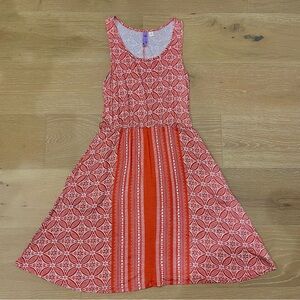 Alga Coral and White Tank Dress Women's Size Medium